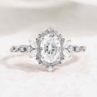 Art Deco Vintage Oval Moissanite Engagement Ring Rose Gold Promise Rings