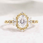 Art Deco Vintage Oval Moissanite Engagement Ring Rose Gold Promise Rings