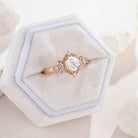 Unique Design Round Moissanite Engagement Ring With 2 Moons