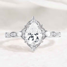 Vintage Pearl and Moissanite Cluster Wedding Band Anniversary Promise Ring