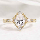 Vintage Pearl and Moissanite Cluster Wedding Band Anniversary Promise Ring
