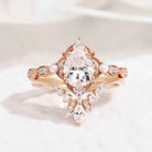 Vintage Pearl and Moissanite Engagement Ring Set Moissanite Cluster Wedding Band