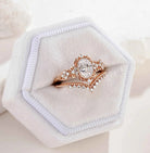 Signature Vintage Oval Cut 1.0ct Lab Diamond Engagement Bridal Set Rings