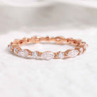 Minimalist Marquise Mossianite Wedding Band Rose Gold Promise Ring
