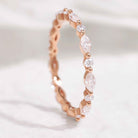 Minimalist Marquise Mossianite Wedding Band Rose Gold Promise Ring