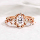 Signature Vintage Oval Shaped Moissanite Engagement Ring Set 2pcs