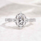 Vintage Oval Shaped Moissanite Engagement Ring Moissanite Cluster