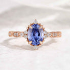 Classic Oval Cut Lab Blue Sapphire Engagement Ring
