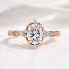 Vintage Oval Shaped Moissanite Engagement Ring Moissanite Cluster