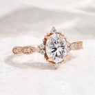 Vintage Oval Shaped Moissanite Engagement Ring Moissanite Cluster