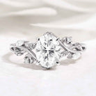 Custom Nature Inspired Leaf Shaped Oval Moissanite Engagement For Nathan