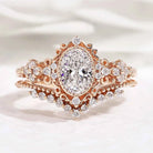 Signature Vintage Oval Cut 1.0ct Lab Diamond Engagement Bridal Set Rings