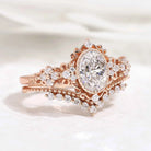 Signature Vintage Oval Cut 1.0ct Lab Diamond Engagement Bridal Set Rings