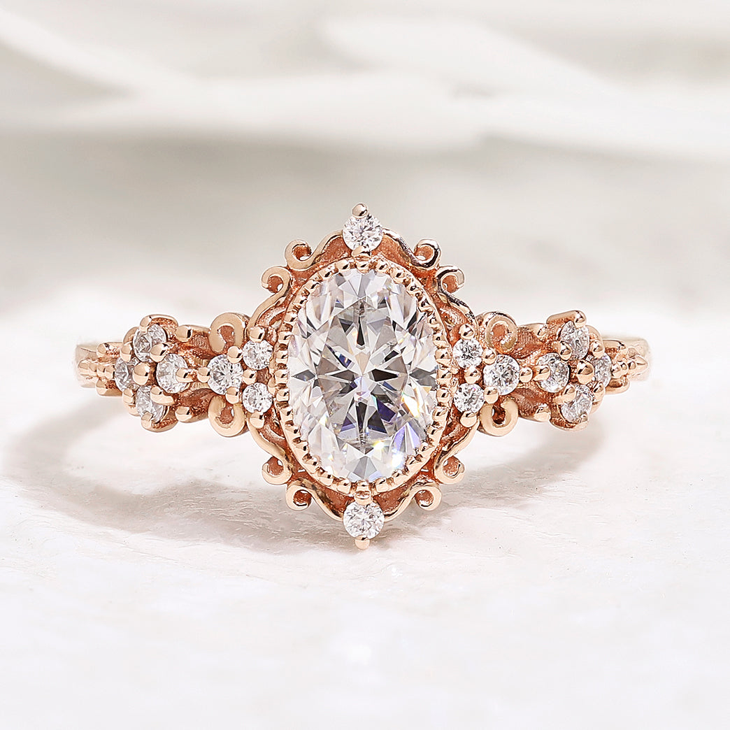 Signature Vintage Oval Shaped Moissanite Engagement Ring