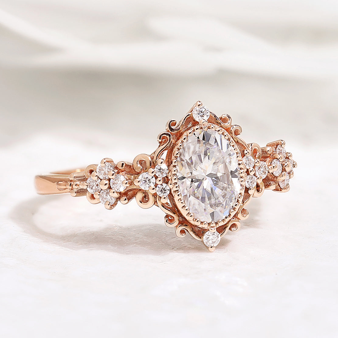 Signature Vintage Oval Shaped Moissanite Engagement Ring