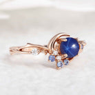 Unique Design Engagement Ring Star Sapphire Moon Star Promise Ring