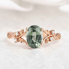 Unique Oval Cut Green Sapphire Engagement Ring In Rose Gold