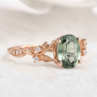 Unique Oval Cut Green Sapphire Engagement Ring In Rose Gold