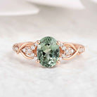 Nature Inspired Oval Cut Green Sapphire Engagement Ring