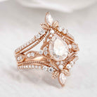 Nature Inspired Moissanite Engagement Ring Leaf Enhancer Wedding Band