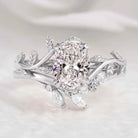 Nature Inspired Leafy Vine Lab Diamond Engagement Ring Set 2pcs
