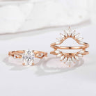 Unique Oval Moissanite Engagement Ring Set Marquise Enhancer Wedding Band