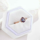Nature Inspired Leafy Pear Cut Alexandrite Engagement Ring
