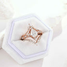 Vintage Pear Cut Moissanite Bridal Set Chevron Stack Wedding Rings 3Pcs