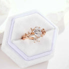 Nature Inspired Leafy Vine Lab Diamond Engagement Ring Set 2pcs