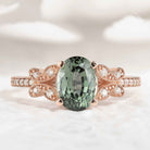 Unique Design Moissanite Cluster Butterfly Green Sapphire Ring