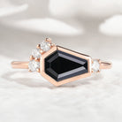 Unique Coffin Cut Black Onyx Engagement Ring