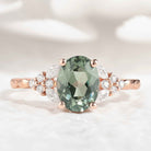 14K Rose Gold Oval Cut Green Sapphire Engagement Ring