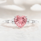 Heart-shaped Starbrite Padparadscha ring with moissanite accents