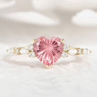 Heart-shaped Starbrite Padparadscha engagement ring