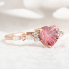 Heart-cut Starbrite Padparadscha engagement ring with moissanite