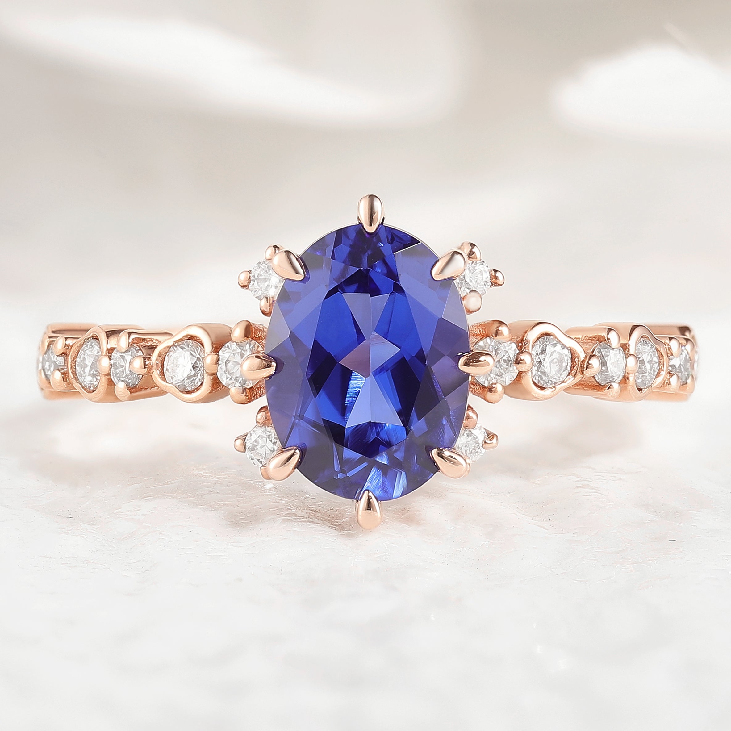 Classic Oval Cut Ring Royal Blue Sapphire Engagement Ring