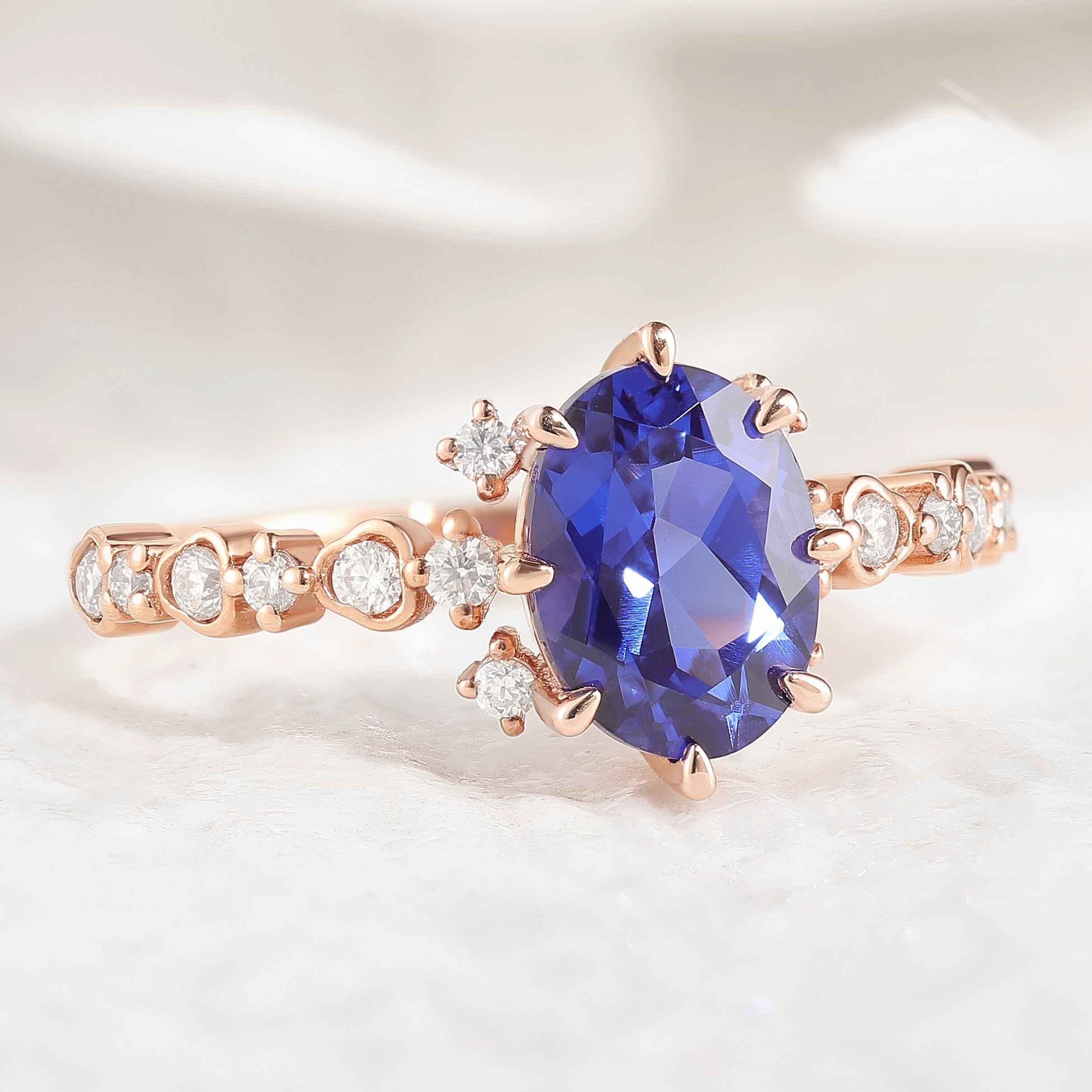 Classic Oval Cut Ring Royal Blue Sapphire Engagement Ring