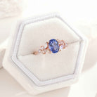 Unique Design Oval Cut Blue Sapphire Engagement Ring Butterfly Moissanite Cluster