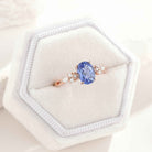 Art Deco Oval Cut Cornflower Sapphire Engagement Ring Rose Gold