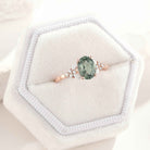 14K Rose Gold Oval Cut Green Sapphire Engagement Ring