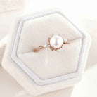 Vintage Natural Akoya Pearl Engagement Ring Moissanite Cluster Ring