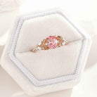 Nature Inspired Oval Cut Ring Pink Sapphire Floral Engagement Rings