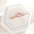 Natural Inspired Leaf Ring Pear Cut Pink Sapphire Engagement Ring