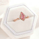 Vintage Kite Shaped Peach Sapphire Engagement Ring Solid Gold Ring