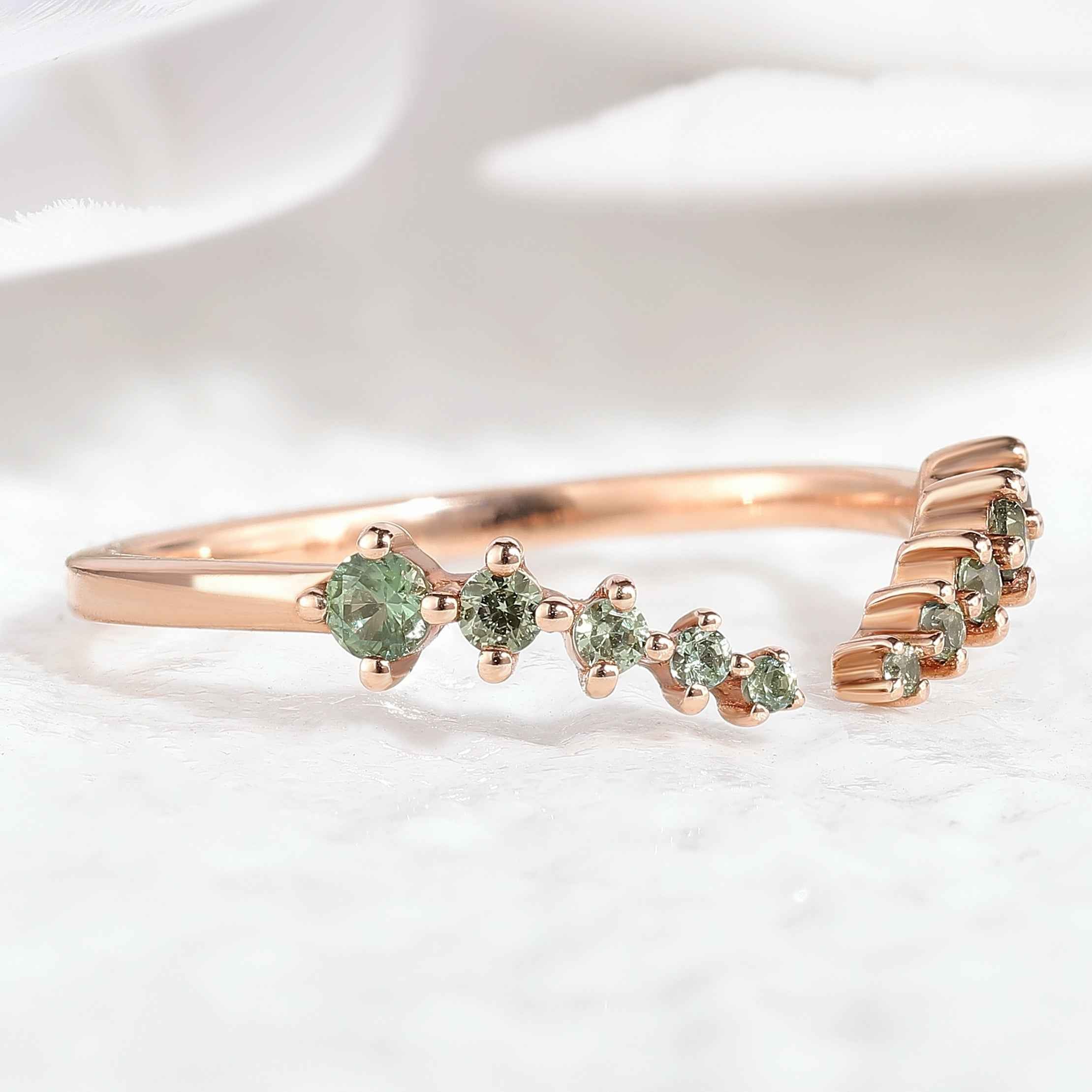 Best Seller Lab Grown Sapphire Ring Open Wedding Band