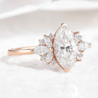 Unique Marquise Cut Moissanite Engagement Ring Rose Gold Ring