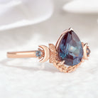 Nature-inspired Alexandrite engagement ring with celestial details