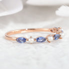 Sapphire and Pearl Wedding Band, Cornflower Blue Gems