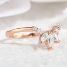 Rose Gold Chevron Wedding Band with Marquise Moissanites