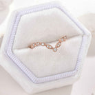 Vintage Moissanite Chevron Wedding Band Rose Gold